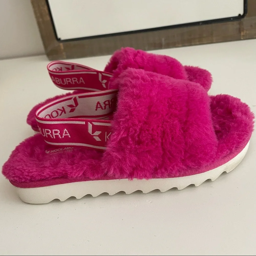 Koolaburra by UGG Kid's Backstrap Slide Sandals Fuzz'n Pink Size 12